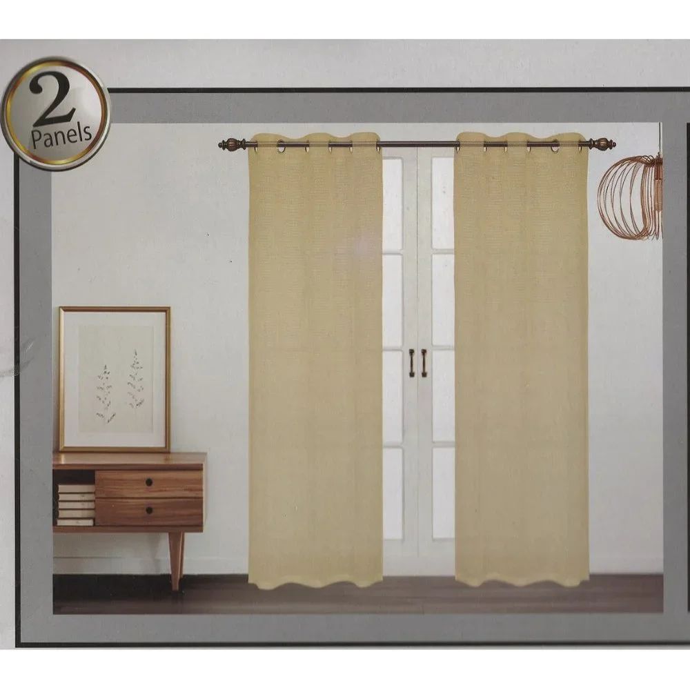 Sheer Curtains with Grommets 2 piece set Tan / Almond